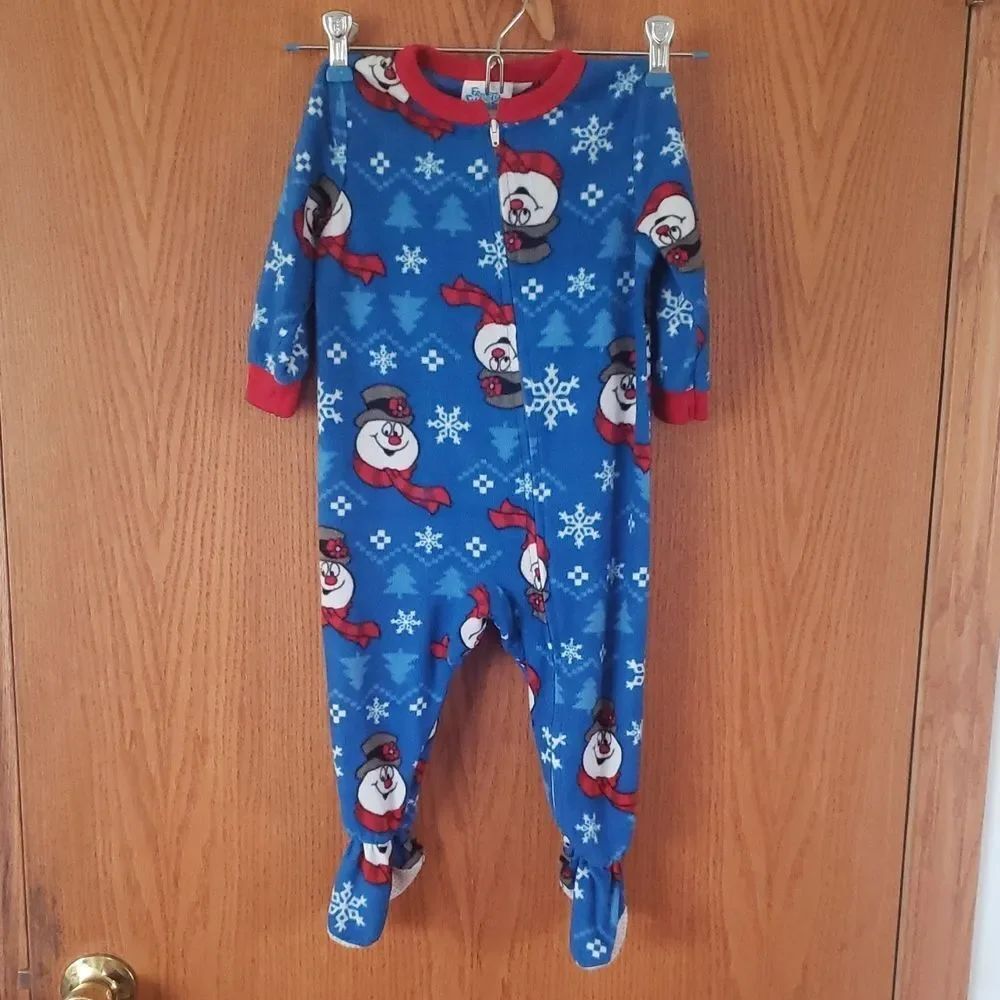 Adorable Frosty the Snowman Footie Sleeper Pajamas Sz 18 Mos